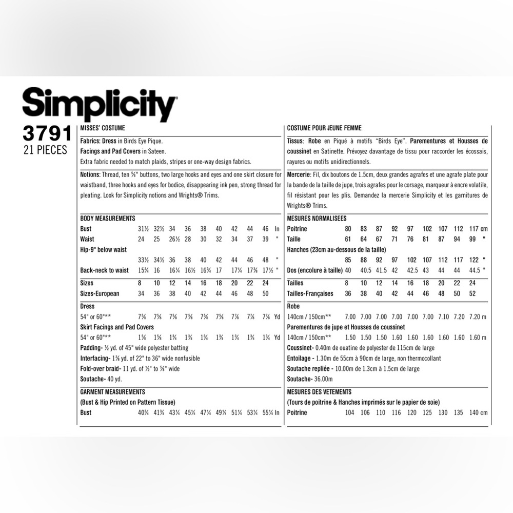 🪡 Simplicity Costumes Sewing Pattern 3791 - Picture 3 of 7